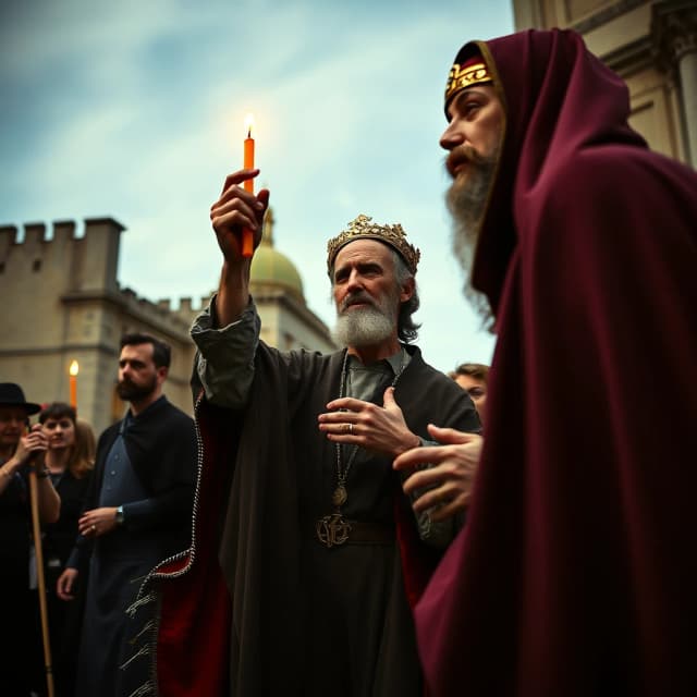 Cosplay Photograph, Drawing, low angle shot of a "The life of Saint Paul", Wide view, Psychobilly, Sony A9 II, 35mm, CMYK Colors, stylized by Alex Colville, RAW photo, photo, grand illumination, professional creative, imposing, highly enhanced, epic, complex, elaborate