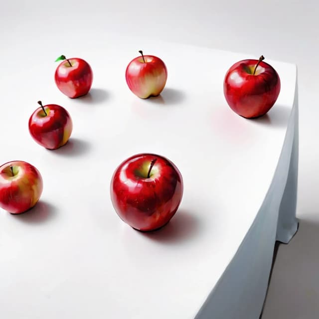 a red apple on a white table