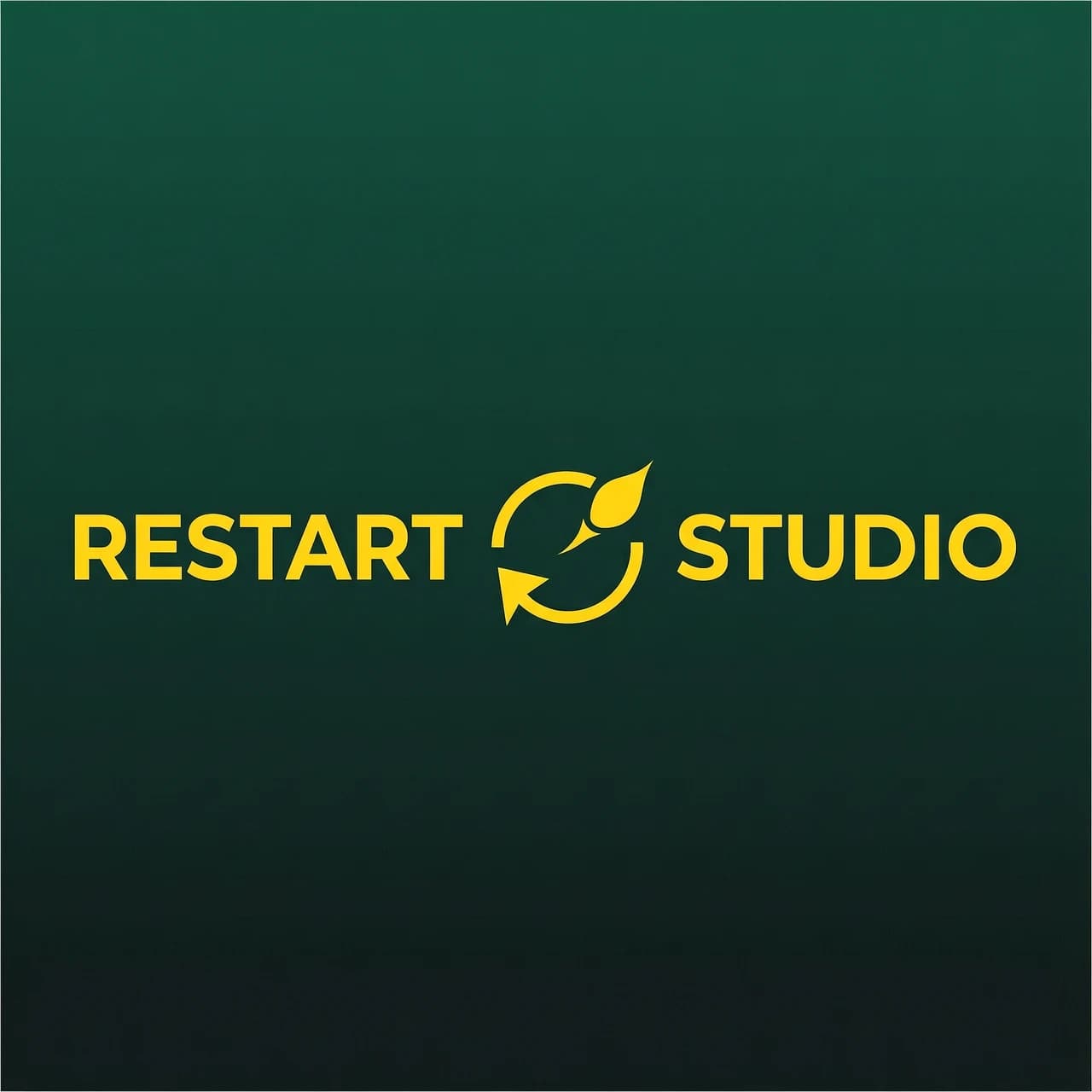 Логотип для студии детейлинга.
Название: RestArt Studio.
Композиция: слева "RestArt", по центру — знак перезагрузки, справа — "Studio".
RestArt ⟳ Studio
Знак перезагрузки — круговая стрелка .
Наконечник стрелки в виде кисти выполнен в виде кончика художественной кисти: острая, изящная форма, как у кисточки для рисования, похожая на каплю.
Сама стрелкасредней толщины, графичная, без лишних деталей.
Рядом со стрелкой НЕ рисуется отдельная кисть — стрелка САМА является кистью.
Никаких брызг, мазков, капель, ворса.
Цвета:
- Фон: градиент изумрудный (#003D2E → #001A14)
- Текст и знак: ярко-жёлтые (#FFD700)
Шрифт: строгий, без засечек, жирный, RestArt Studio, заглавные буквы R, A, S
Минимализм, плоский вектор, чистая композиция.