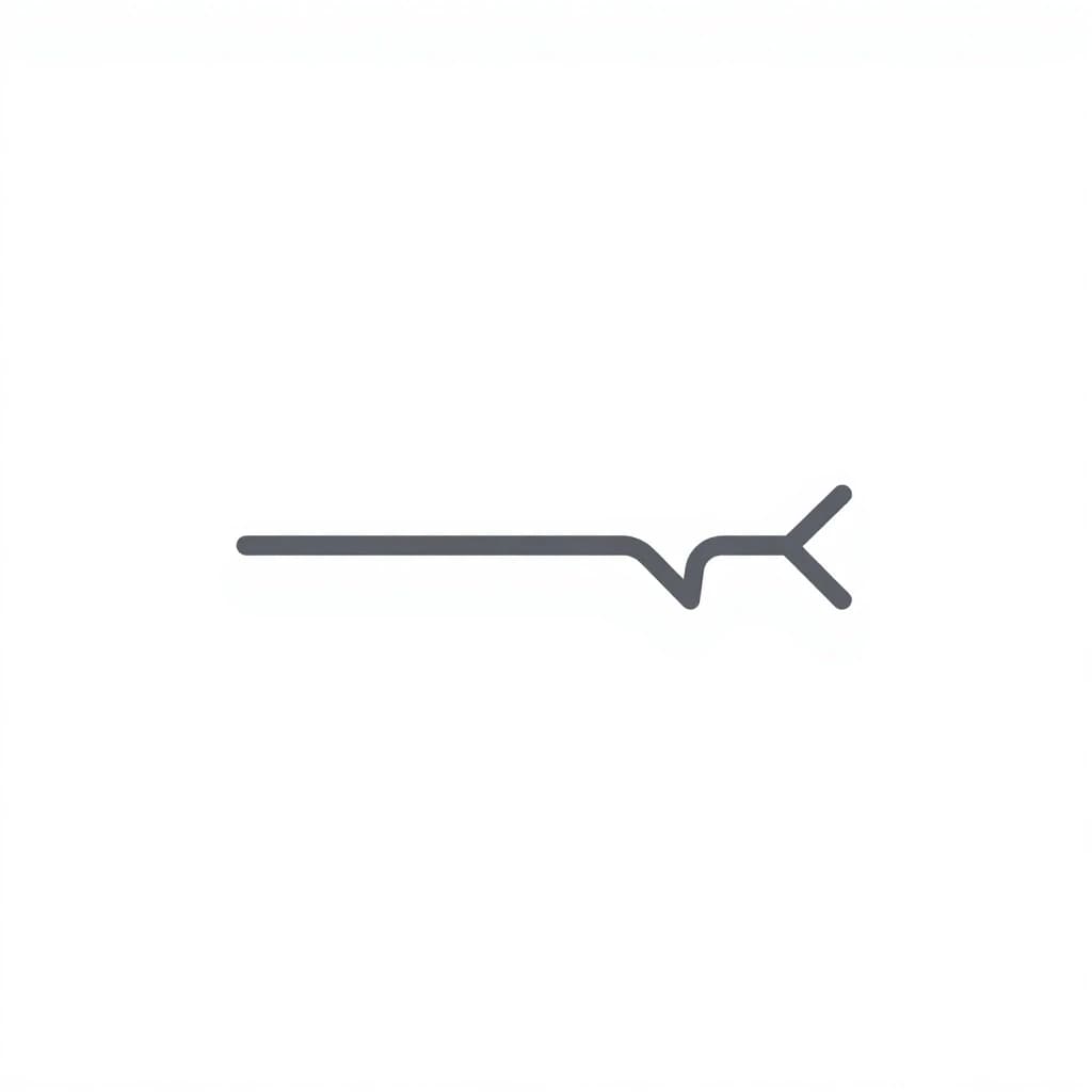 minimalist logo, single thin dark grey line on white background, the line has 2–3 sharp angular breaks and continues after them, clean vector style, high contrast, no text, flat design, 1:1 aspect ratio, style: clean, minimal, graphic design, no noise, no texture, crisp edges