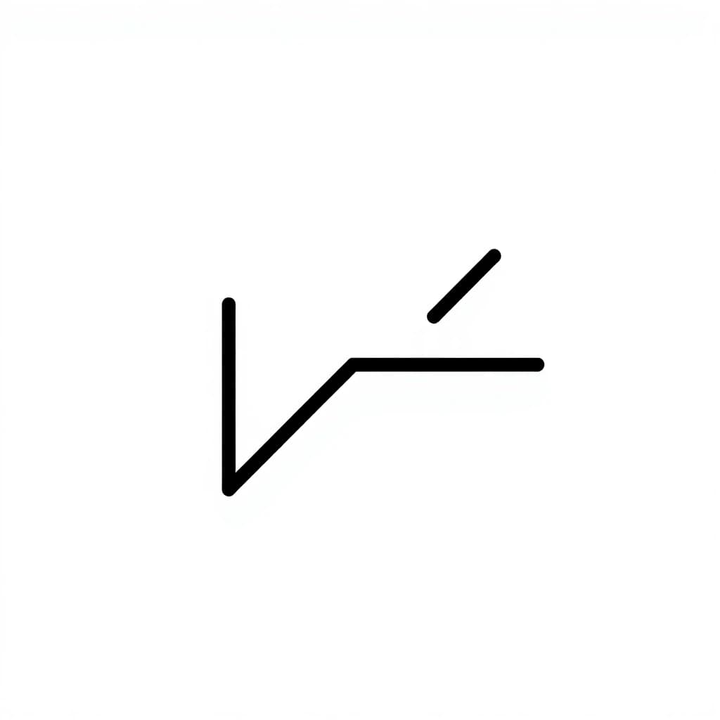minimalist logo, single thin dark grey line on white background, the line has 2–3 sharp angular breaks and continues after them, clean vector style, high contrast, no text, flat design, 1:1 aspect ratio, style: clean, minimal, graphic design, no noise, no texture, crisp edges