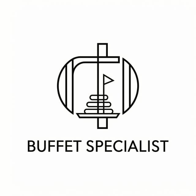 Vector logo for a freelance buffet specialist. Style: line art, clean thin strokes, strong negative space, simple geometry. Central monogram: stylized “Ф” where the curves suggest a stack of canapés and a toothpick with a tiny flag. Keep it very minimal: only 3–4 lines define the food, the rest is the letterform. Font: modern geometric sans, uppercase, tight spacing, aligned centrally under the mark. Must scale down to tiny sizes without losing legibility. No background, high vector clarity, 3000×3000 px.