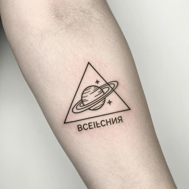 Минималистичная тату Вселенная в треугольнике